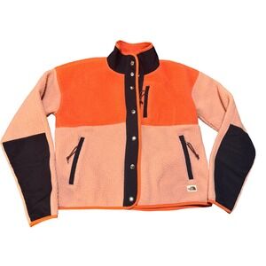 The North Face TKA Kataka Fleece Jacket Orange‎ Peach Colorblock Womens XS